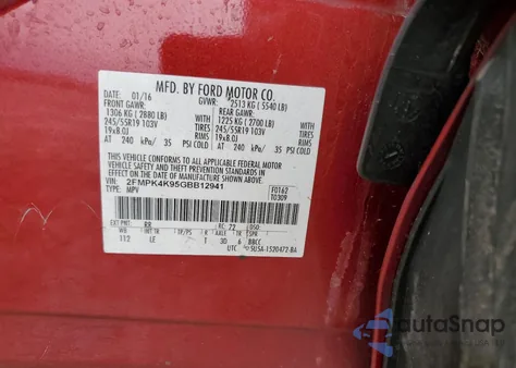 2016 Ford Edge Titanium z USA, uszkodzony, nr VIN 2FMPK4K95GBB12941